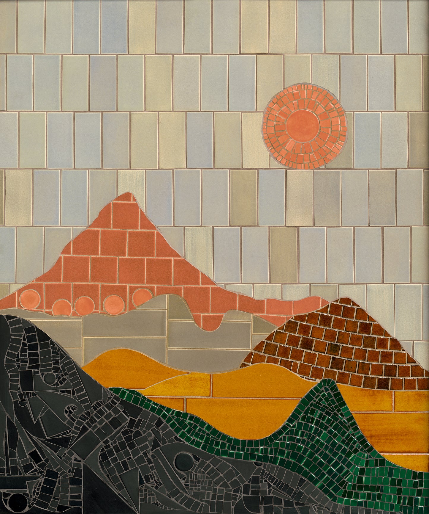 Dusty Sunstone Vista Mosaic Art Landscape 