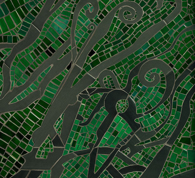 Close-up of flowing mosaic movement in Her Revival by Mercedes Austin